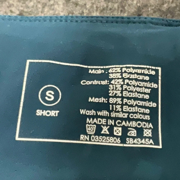 Sweaty Betty Power Mesh Leggings Teal Beetle Blue Size S Small Short Yoga Sporty - Picture 6 of 9